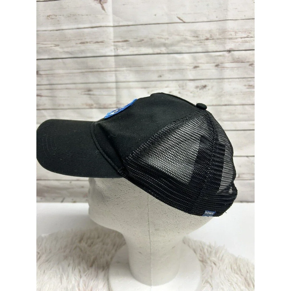 Sonic The Hedgehog Trucker Hat Cap Black Mesh Embroidered‎ Adjustable US 8/14